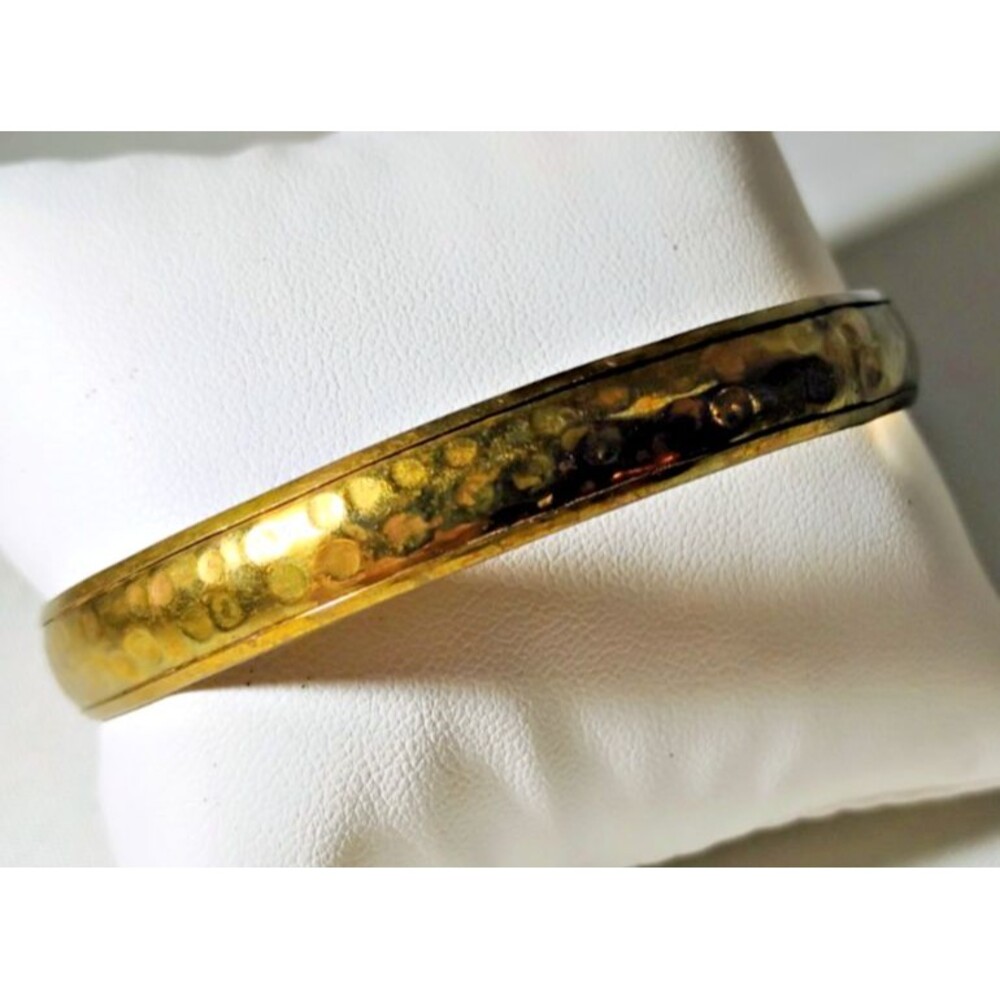 Vintage Bangle Bracelet Textured Hammered Brass Boho Classic Beauty MCM EUC